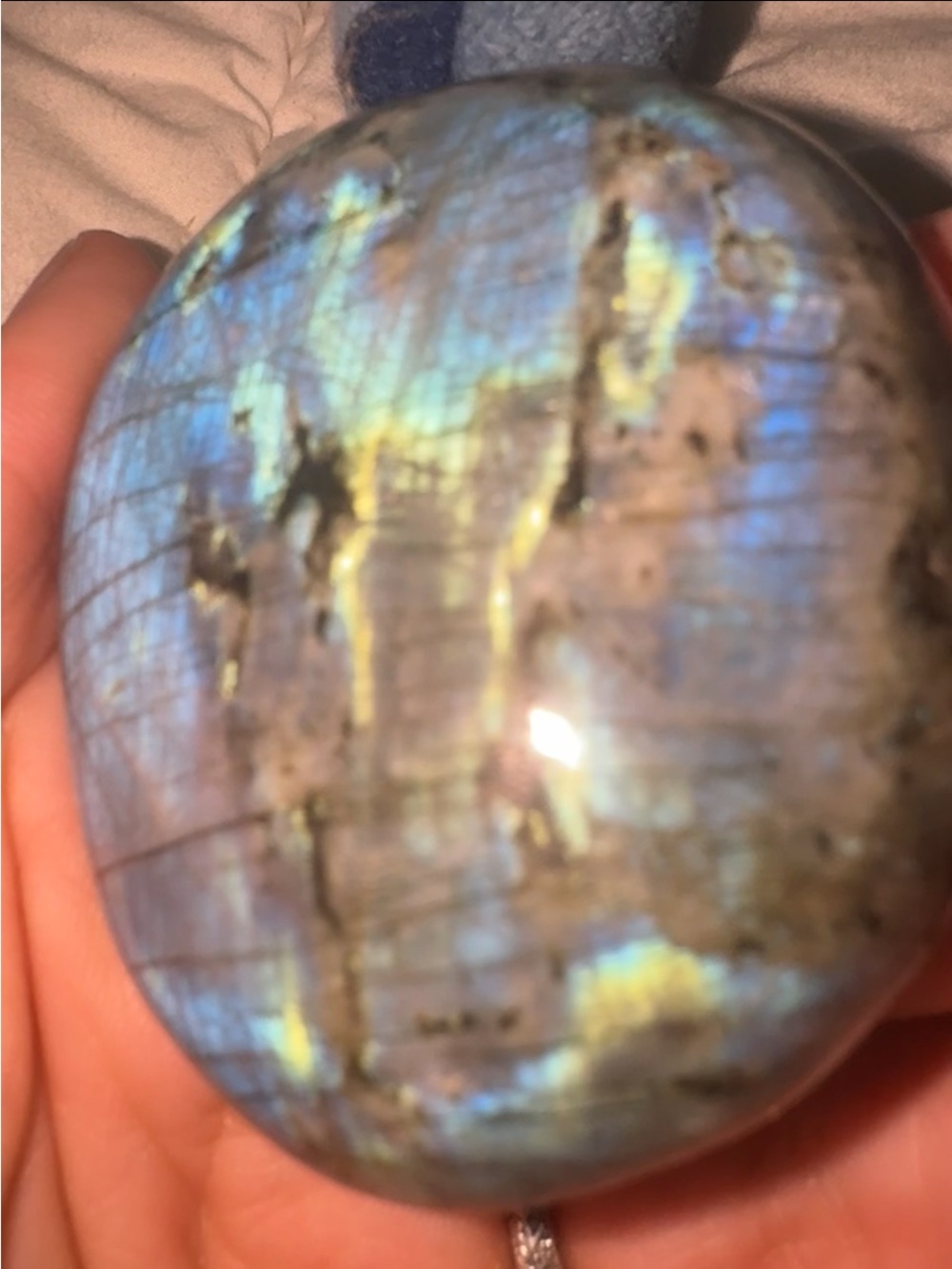 Rare Iridescent Mermaid Blue Labradorite Palm Stone